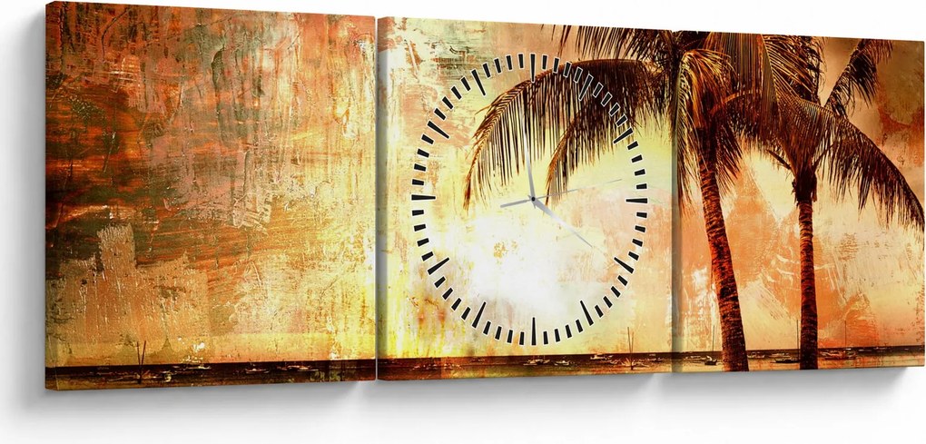Kép - pálmafák a tengerparton (órával) (90x30 cm)