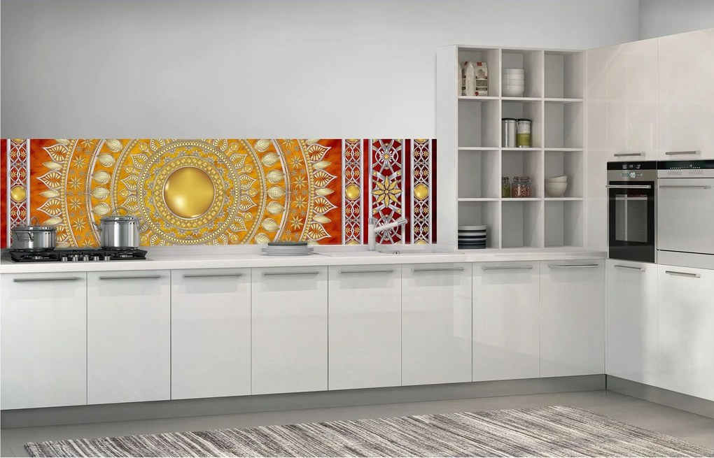 Fotótapéta Mandala arany ezüst narancs melegség és harmónia 250x60 +ragasztó