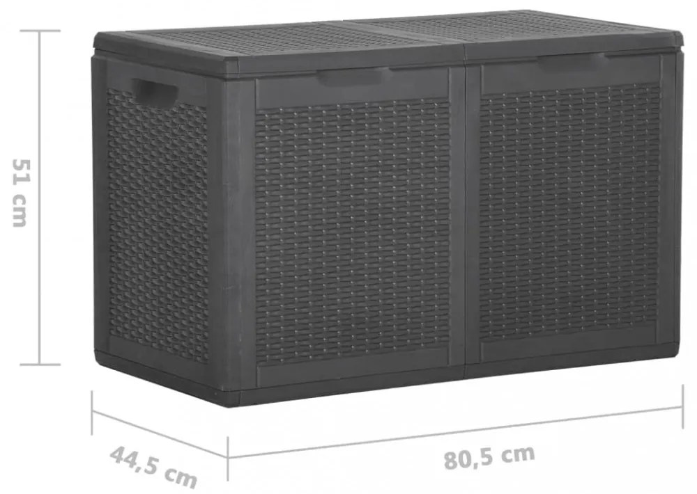 fekete PP rattan kerti tárolóláda 180 L