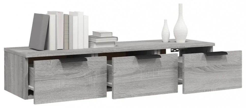 szürke sonoma színű szerelt fa faliszekrény 102 x 30 x 20 cm