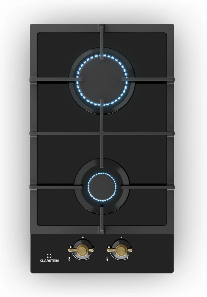 Klarstein Victoria Domino, gáz főzőlap, 2 Sabaf égő, üvegkerámia, retró design
