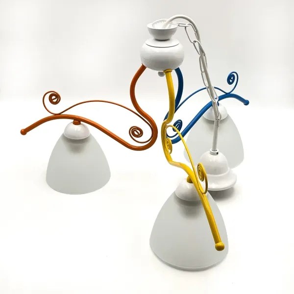 Csillár láncon RETRO 3xE27/60W/230V fehér/színes