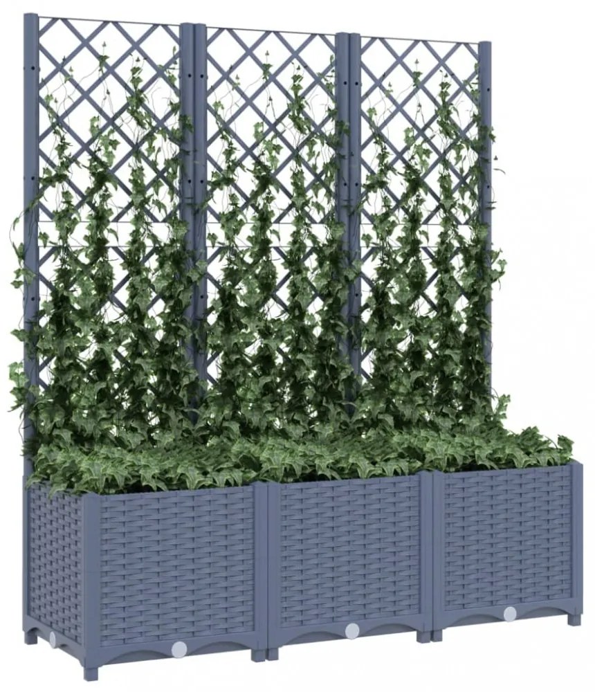 sötétszürke PP rácsos kerti ültetőláda 120 x 40 x 136 cm