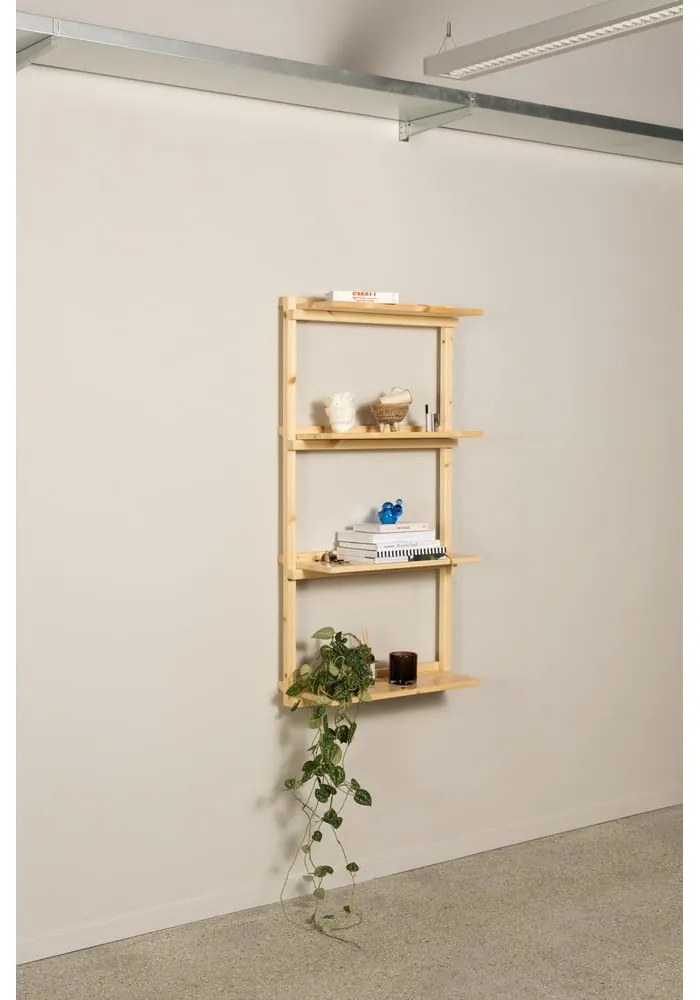 Natúr színű borovi fenyő fali könyvespolc 66x127 cm Groove – Karup Design