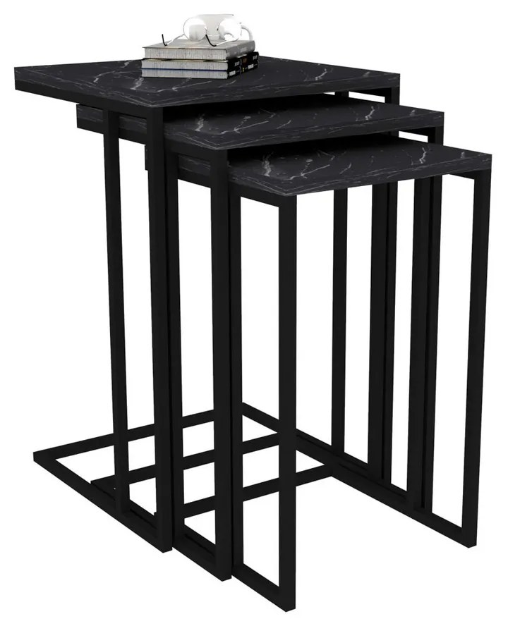 Black Mermer kisasztal szett, 3 db
