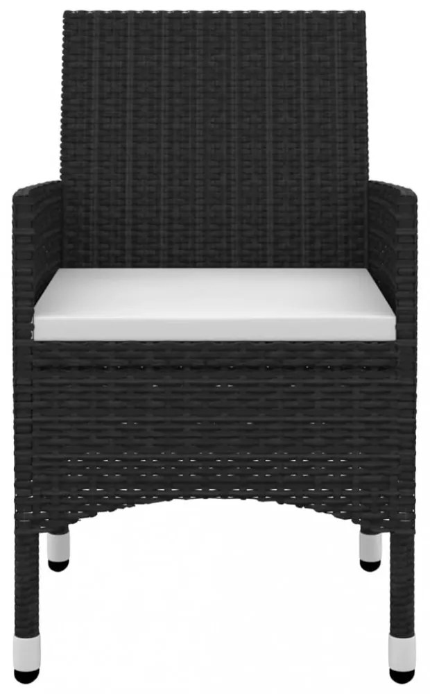 vidaXL 3 részes polyrattan és üveg kerti étkezőgarnitúra párnákkal