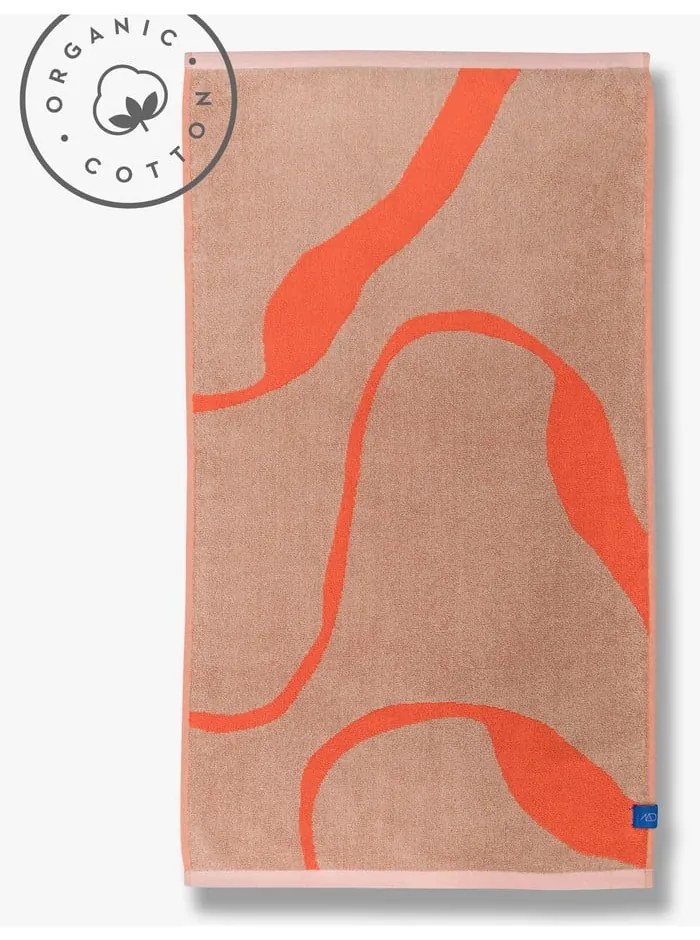 Narancssárga-világosbarna bio pamut törölköző szett 2 db-os 50x90 cm Nova Arte – Mette Ditmer Denmark