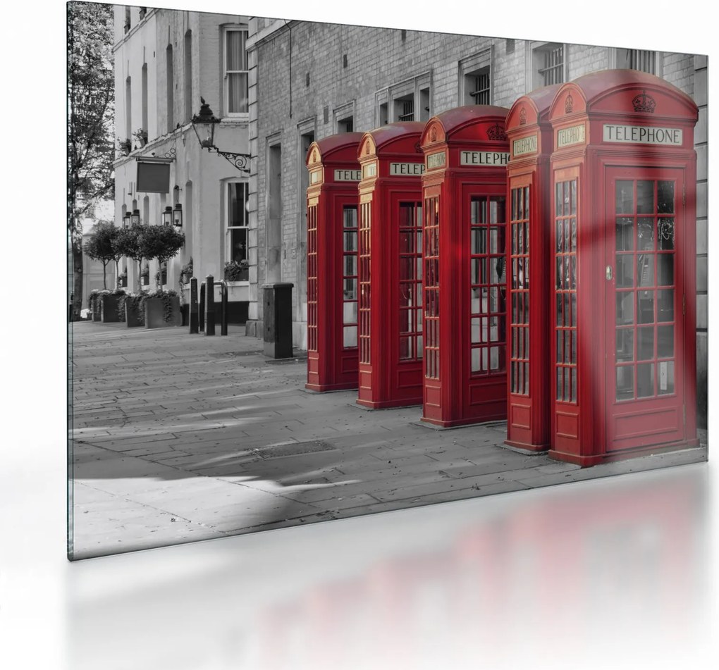 Üveg kép - Londoni telefonfülkék (70x50 cm)