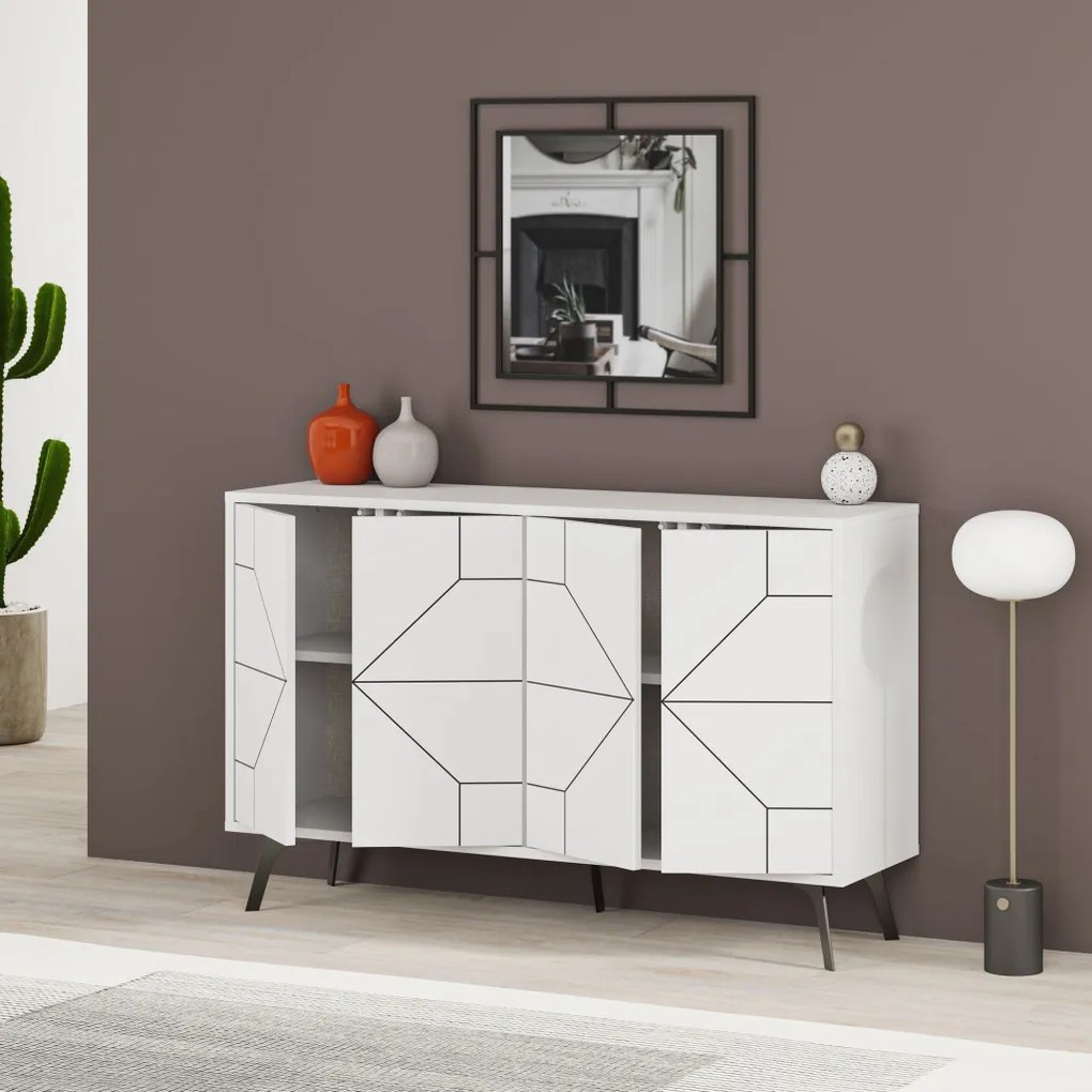 Dune komód, fehér, 123 cm