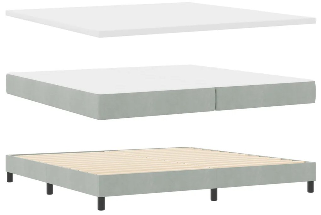 Boxspring Ágy Matraccal Világosszürke 200x200 cm Bársony