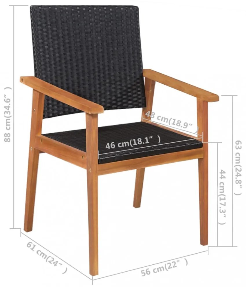 5 részes fekete és barna kültéri polyrattan étkezőgarnitúra