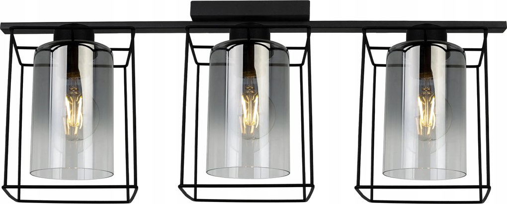 Mennyezeti Lámpa Lógó Csillár Fekete Hármas Glamour Üveg Grafit Loft