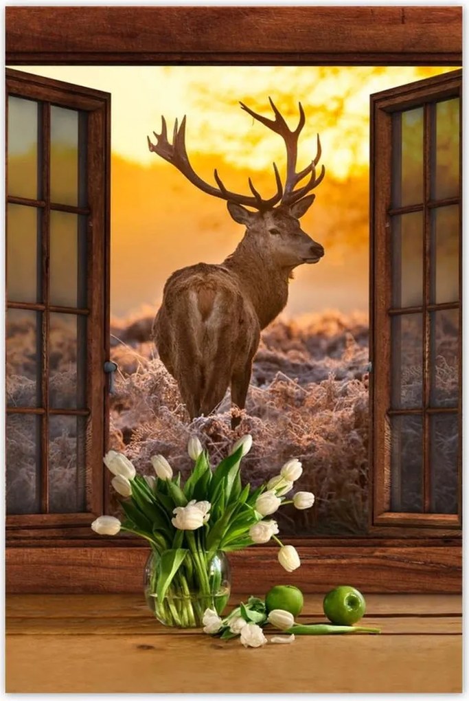 Poszterek 80x120 Méltóságteljes szarvas a réten