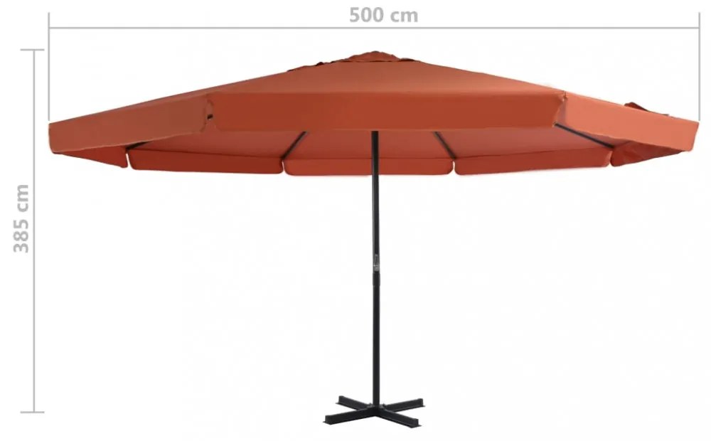 terrakotta kültéri napernyő alumíniumrúddal 500 cm