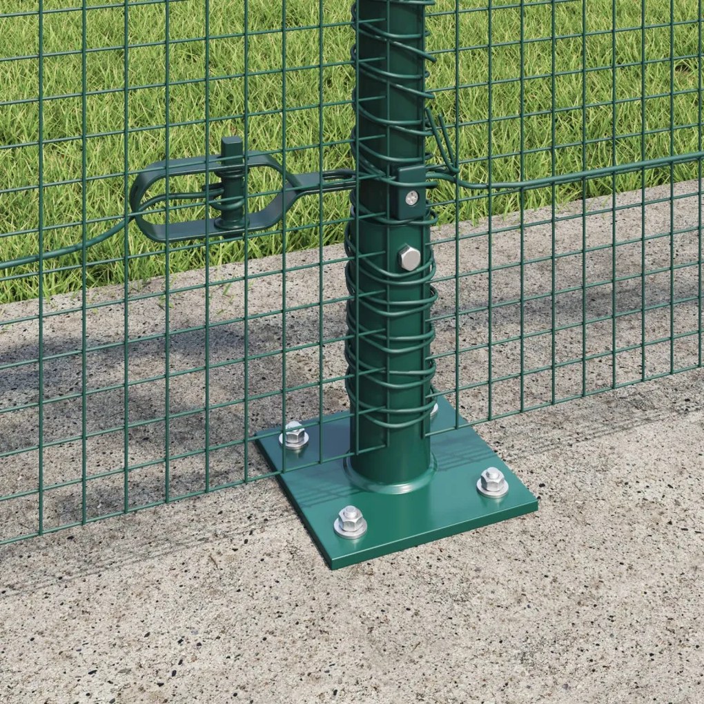 Hegesztett Drótkerítés 7 Flanged Oszloppal Zöld 0.8x10 m Acél