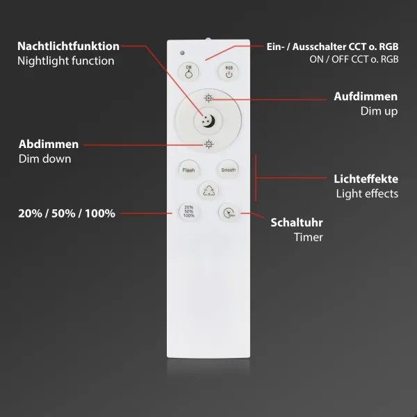 Briloner 3709-014 - LED RGBW Dimmelhető mennyezeti lámpa LED/22W/230V ezüst + távirányító