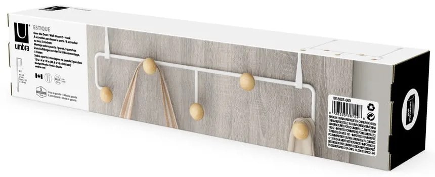 Fehér-natúr színű fém ajtófogas 39 cm Estique – Umbra