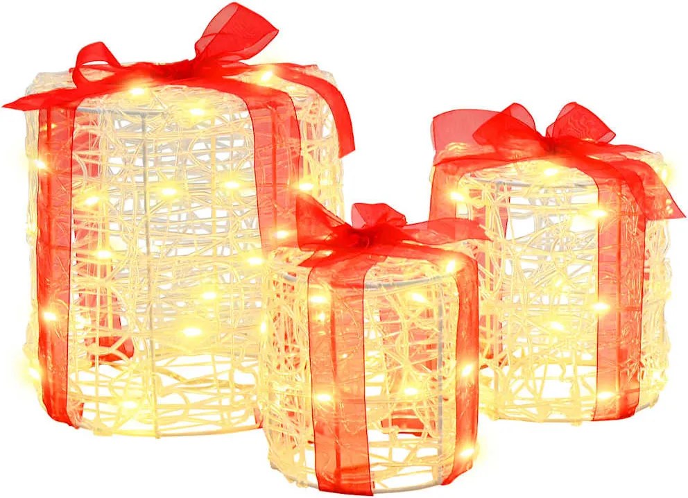 vidaXL Ajándéktáska Díszítés 3 pcs Meleg fehér 20 x 20 x 21 cm Akril
