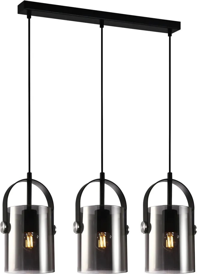 ITALUX PND-32453-3-BK-SG NANESMA Többágú Függesztett Lámpa Fekete, Füstös E27 IP20