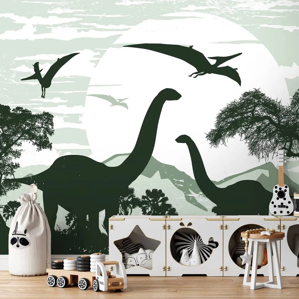Fotótapéta - Zöld dinoszauruszok 2 (152,5x104 cm)