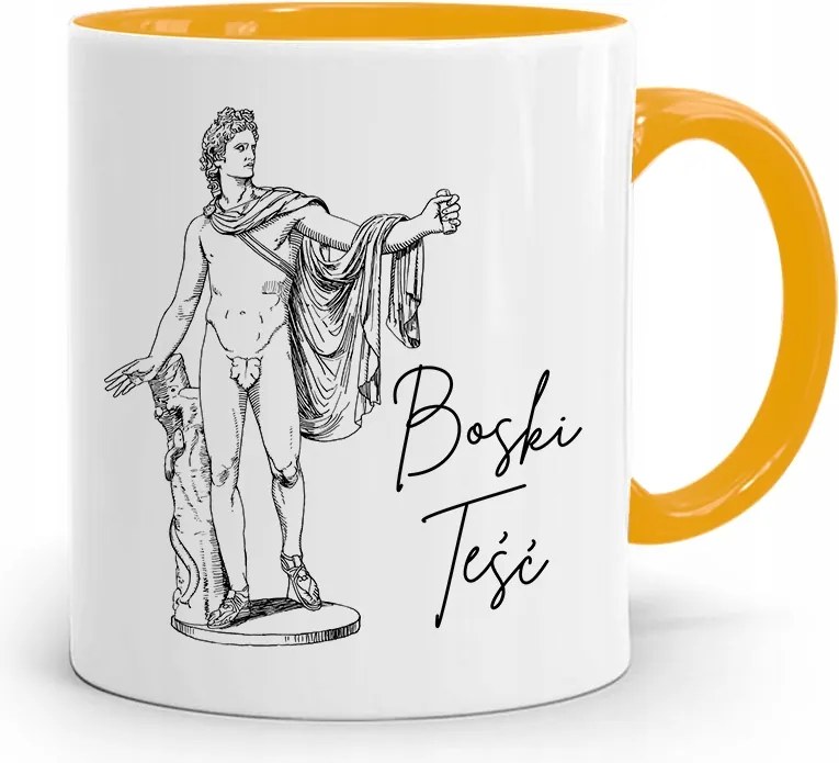 Sárga Bögre Apósnak Isteni Após Ajándék fényképes nyomtatással