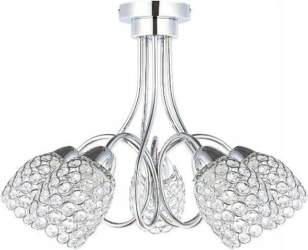 Lámpa csillár Kristály króm kristályok 5xE27 glamour