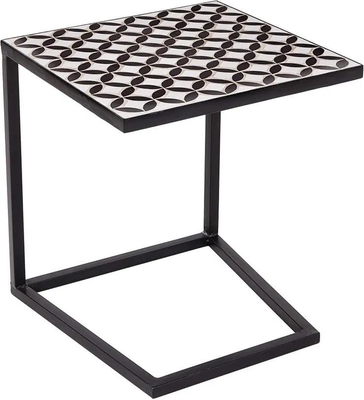 PALAZZO asztalka fekete/fehér, 40x40 cm