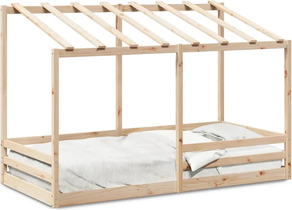 vidaXL fehér tömör fenyőfa gyerekágy tetővel 80 x 200 cm