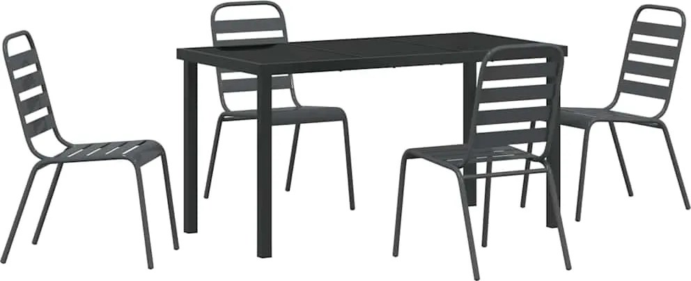 vidaXL Kert étkező szett 5 pcs Antracit Porszórt acél