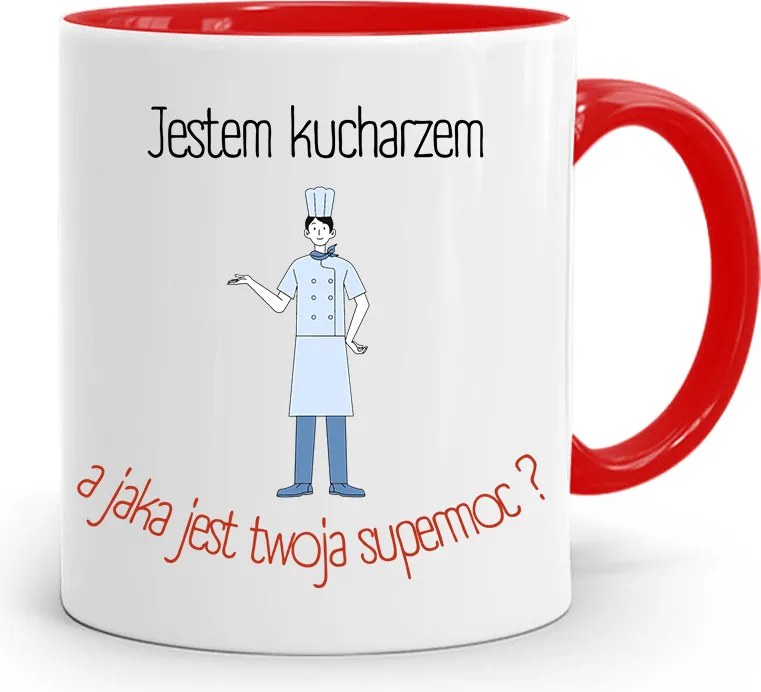 Piros Bögre Szakácsnak Szupererős? fényképes nyomattal