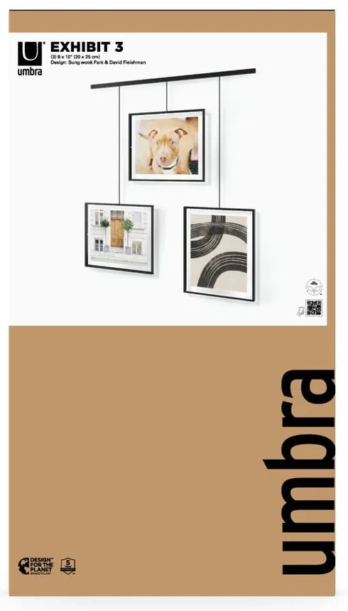 Fekete fém fali képkeret szett 3 db-os 73x82 cm Exhibit – Umbra