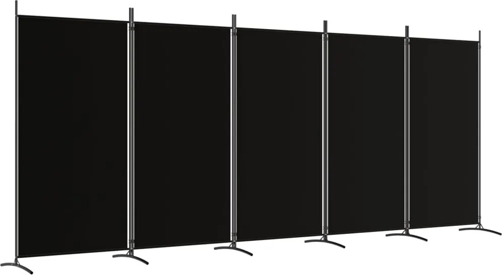 vidaXL 5 paneles fekete szövet térelválasztó 433x180 cm