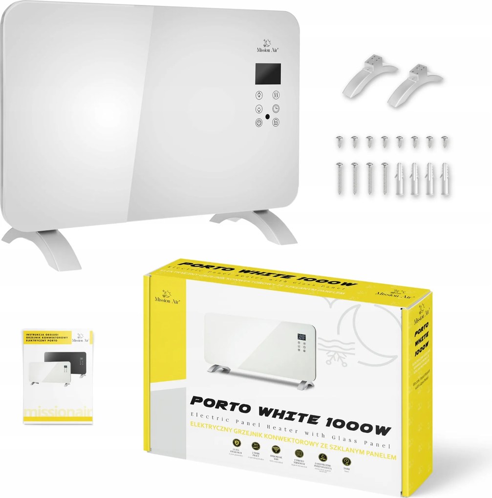 elektromos konvektor Üveg Panel energiatakarékos 1000W WiFi