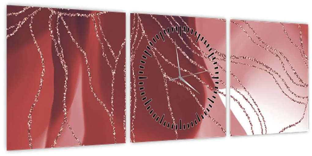 Kép - Piros absztrakt virág N⁰1 (órával) (90x30 cm)