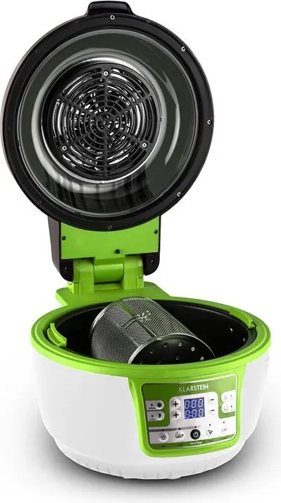 Klarstein VitAir Turbo, forrólevegős fritőz, 1400 W, 10 l, zöld-fehér