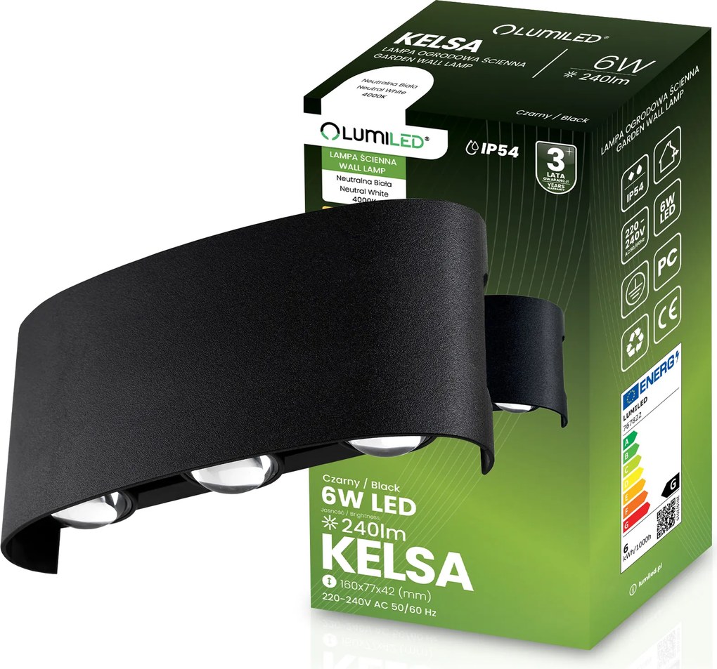 LED-es homlokzati fali lámpa 6W kültéri kerti fali lámpa Felső Alsó