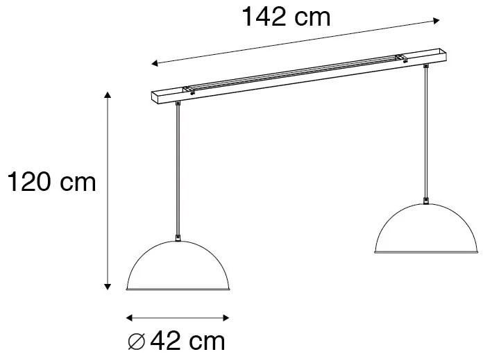 Ipari függőlámpa fekete arannyal 2 lámpás - Magnax