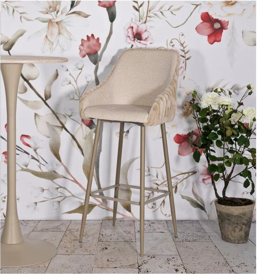 Krémszínű kárpitozott karfás bárszék szett 2 db-os (ülésmagasság 78 cm) Alaska – Mauro Ferretti