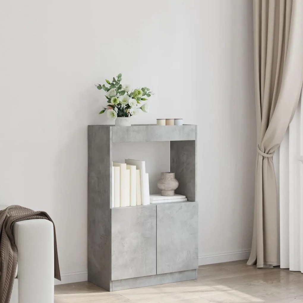 betonszürke szerelt fa magasszekrény 63 x 33 x 100 cm