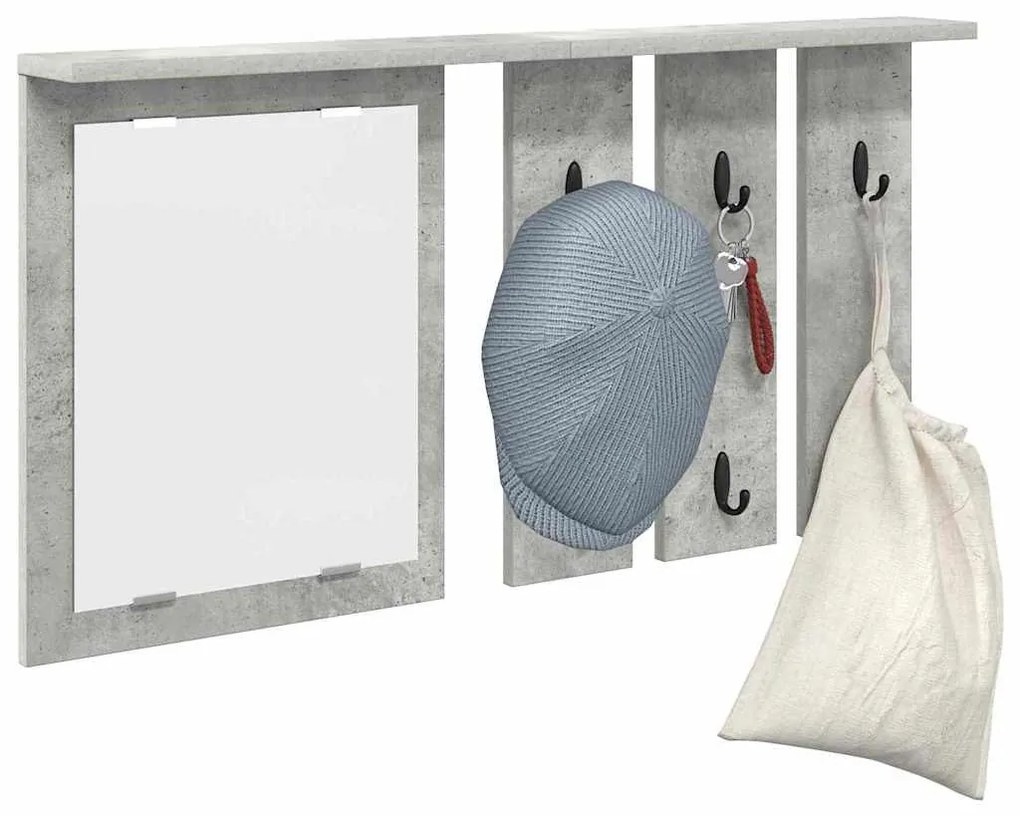 Fali Kabáthorog polcokkal Beton szürke 85 x 10 x 45 cm Faanyag