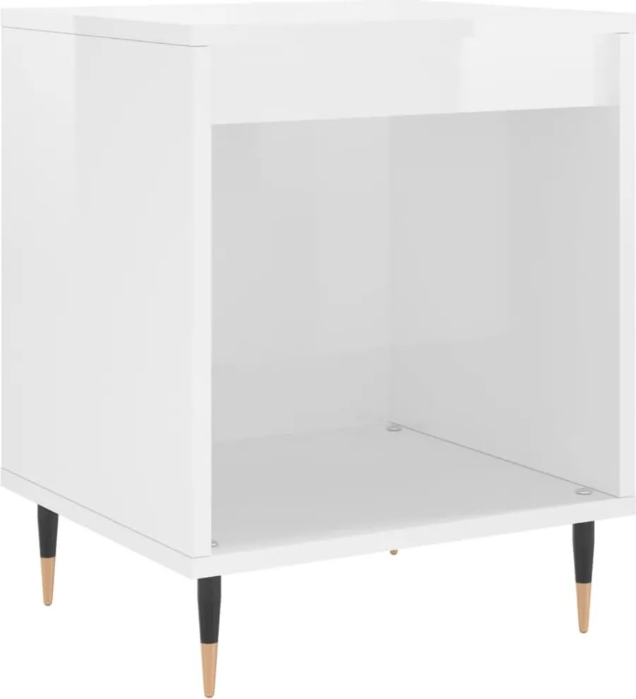 vidaXL magasfényű fehér szerelt fa éjjeliszekrény 40x35x50 cm