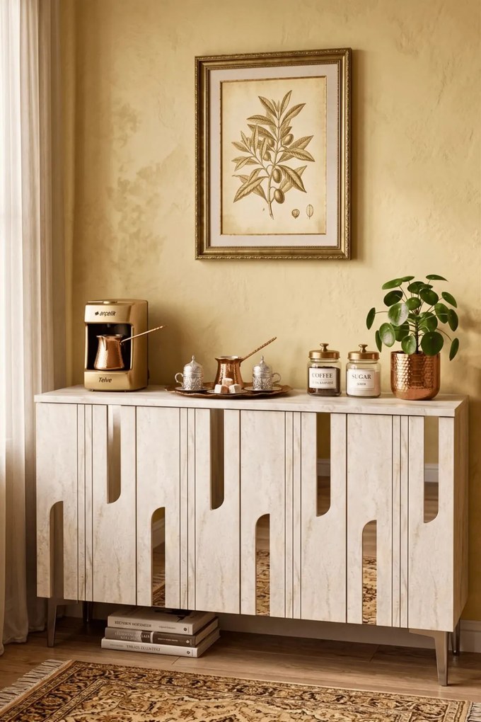 Nota 120 - White, Travertine, Silver