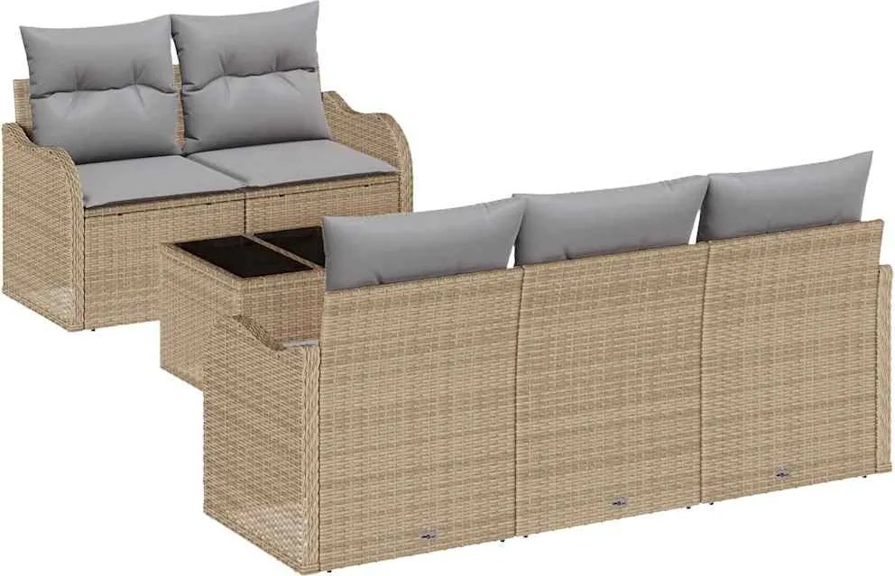 vidaXL Kerti Kanapé Szett párnával tárolóval 6 pcs Barna és szürke