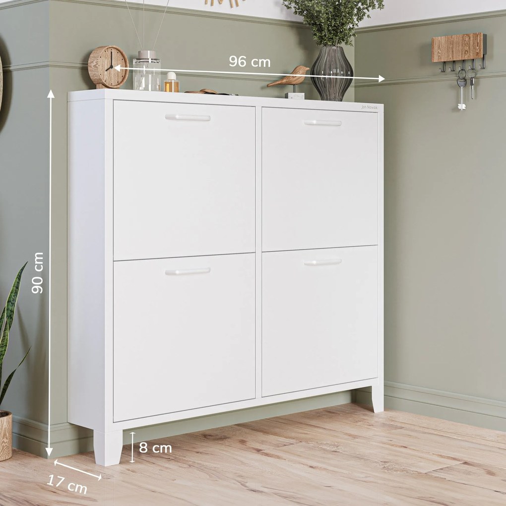 SHIRLEY fém cipősszekrény, 960 x 900 x 170 mm, fehér