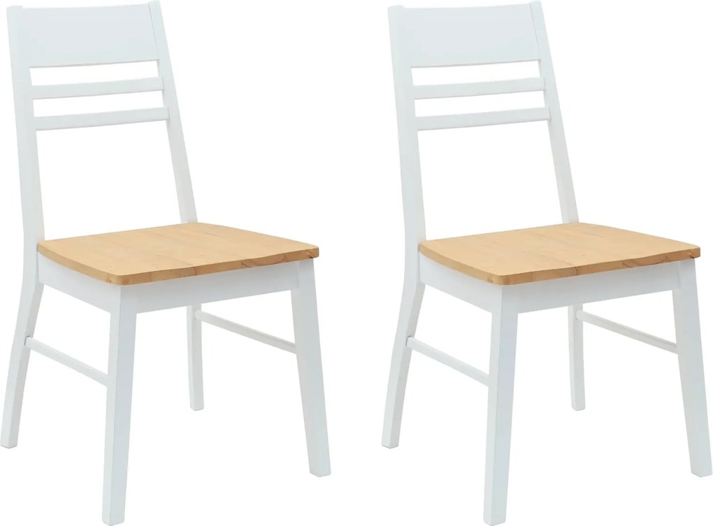 vidaXL Étkező Székek 2 pcs Fehér 43 x 54 x 89 cm Tömör Gumi Fa