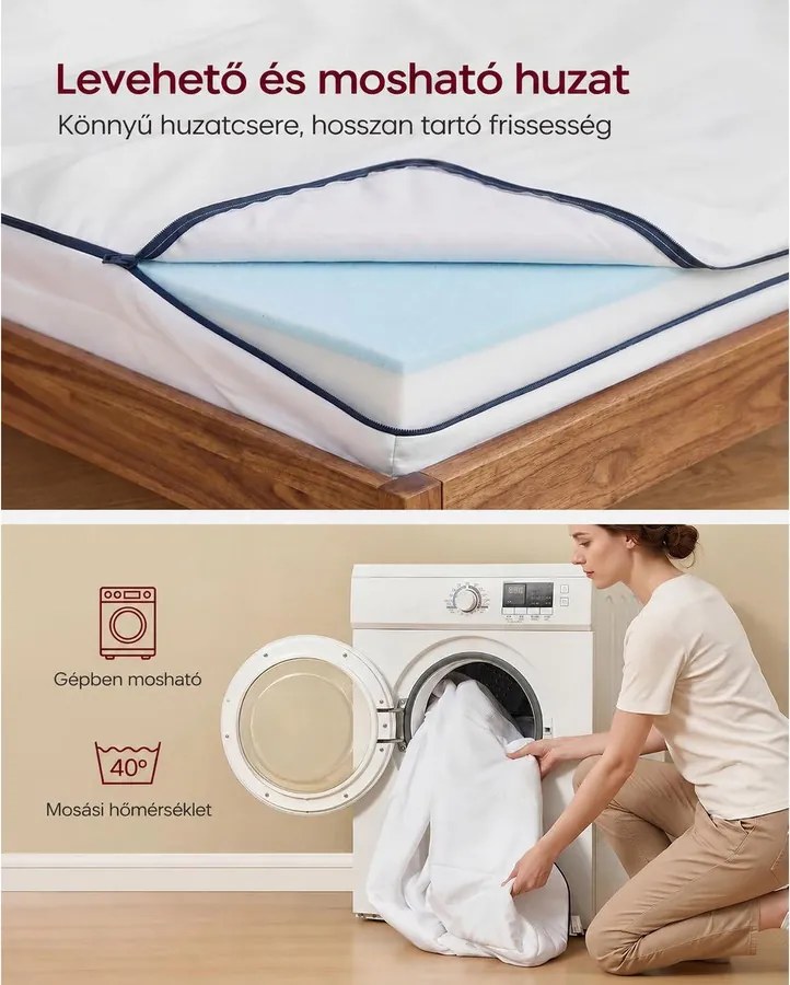 Memóriahabos matrac 90 × 200 cm, 16 cm, H3, 7 zónás – VASAGLE