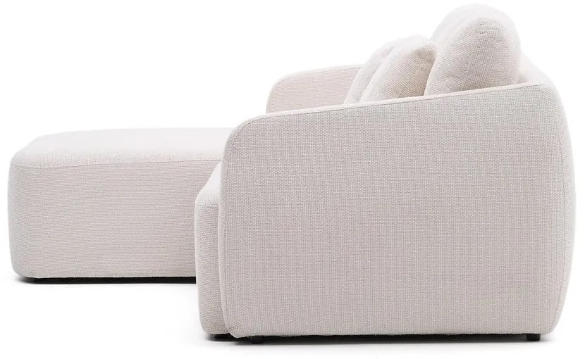 Krémszínű zsenília kinyitható sarokkanapé (bal oldali-heverő résszel) Laira – Kave Home