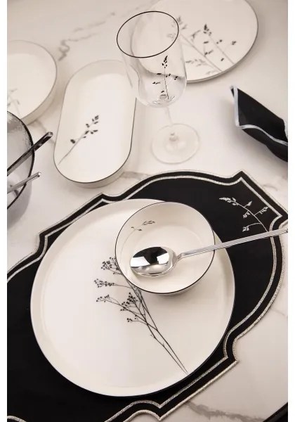 27 darabos étkészlet, fehér/fekete/porcelán