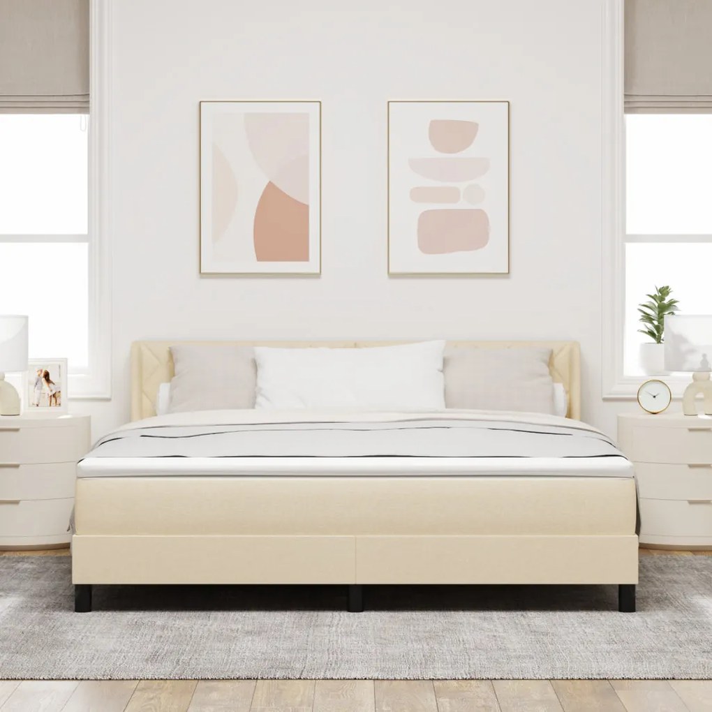 boxspringágy matraccal, krém színben, 180 x 200 cm, szövet