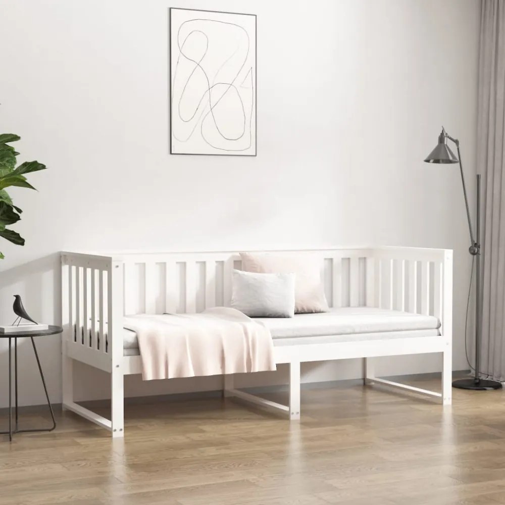 kanapéágy ágy matrac fehér 75x190 cm tömör fa fenyőfa